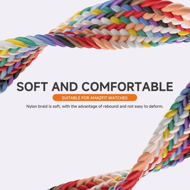 erorex For Amazfit T-Rex Pro Parachute Snap Buckle Braided Watch Band(Rainbow) - Image 5