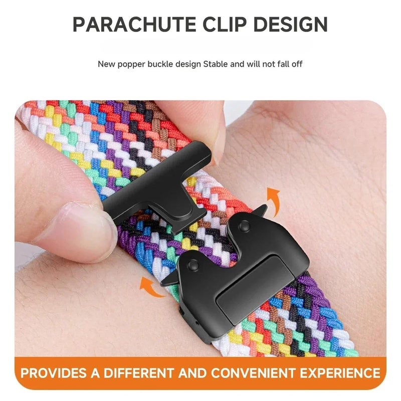 erorex For Amazfit T-Rex Pro Parachute Snap Buckle Braided Watch Band(Rainbow) - Image 4