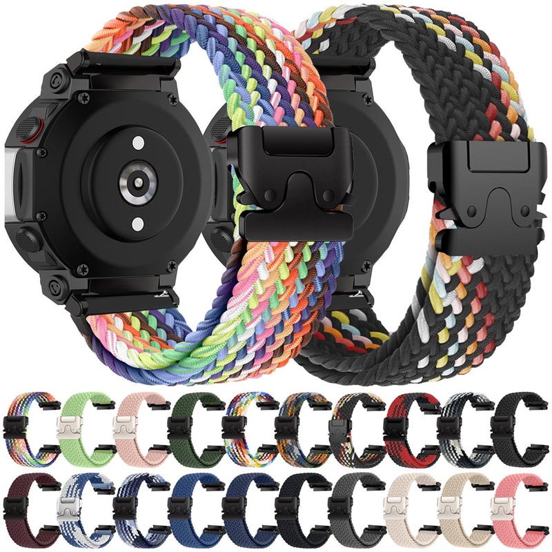 erorex For Amazfit T-Rex Pro Parachute Snap Buckle Braided Watch Band(Rainbow) - Image 2