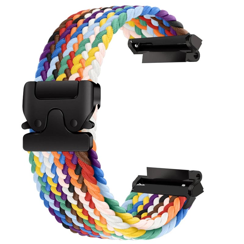 erorex For Amazfit T-Rex Pro Parachute Snap Buckle Braided Watch Band(Rainbow) - Image 1