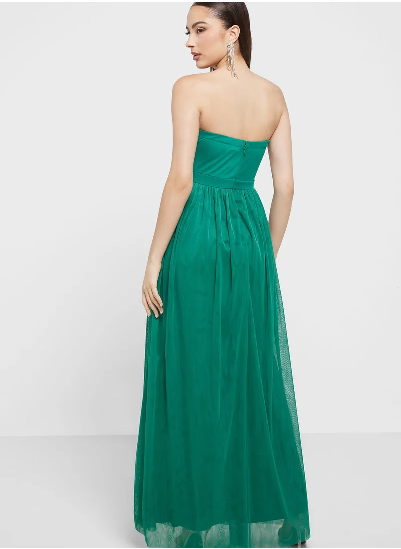 TFNC Bardot Plisse Dress