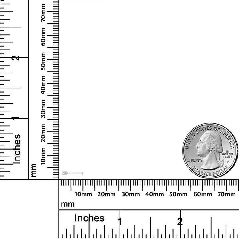 AVORA 14K White Gold Simulated Diamond CZ Nose Ring Stud - 1.5mm (20 Gauge) - Image 3