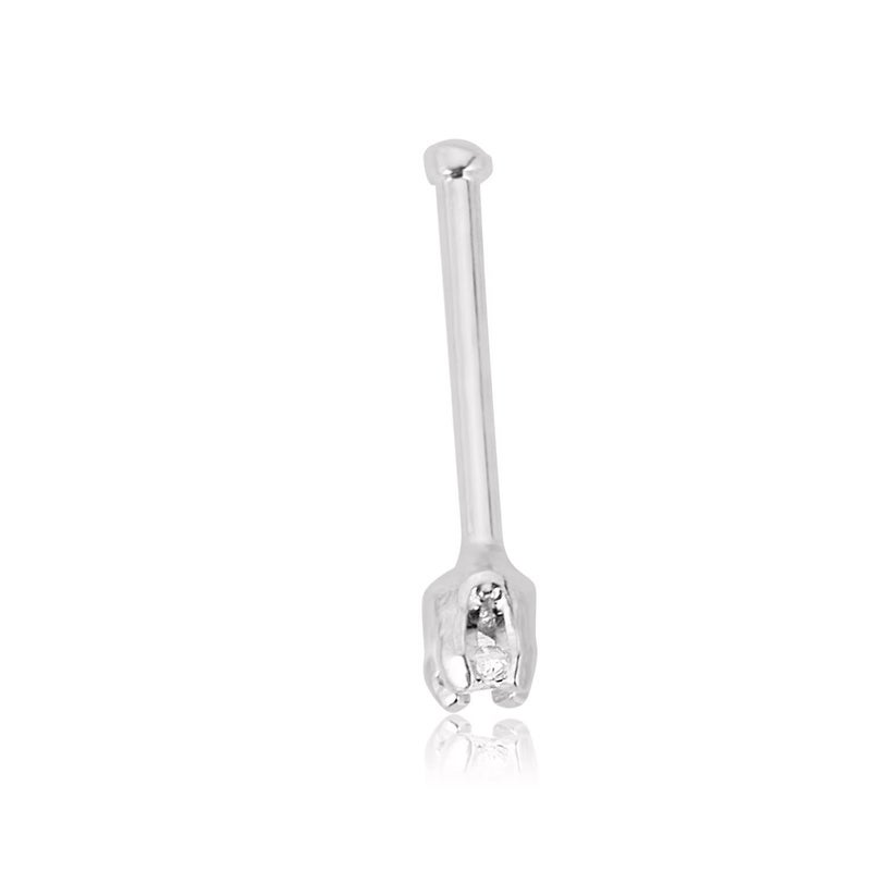 AVORA 14K White Gold Simulated Diamond CZ Nose Ring Stud - 1.5mm (20 Gauge) - Image 2