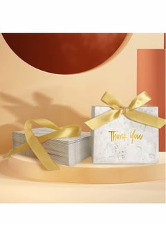 Y&D Thank You Gift Bags Boxes, Party Favor Small Treat Boxes with Grey Bow Ribbon, Paper Bulk for Wedding Baby Shower Business Supplies Marble Pattern 30Pcs  - Image 4