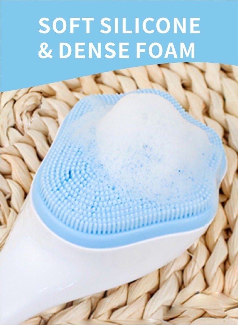 جلامكيت فرشاة تنظيف الوجه المصنوعة من السيليكون 2 قطعة، منظف ومقشر للوجه بشعيرات ناعمة للبشرة الحساسة، سهلة التنظيف وتكون رغوة جيدة (وردي وأزرق) - Image 4