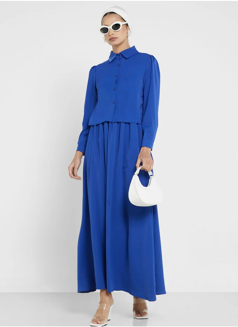 Khizana 2 Piece Button Top And Skirt Set