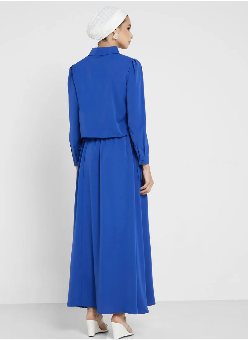 Khizana 2 Piece Button Top And Skirt Set