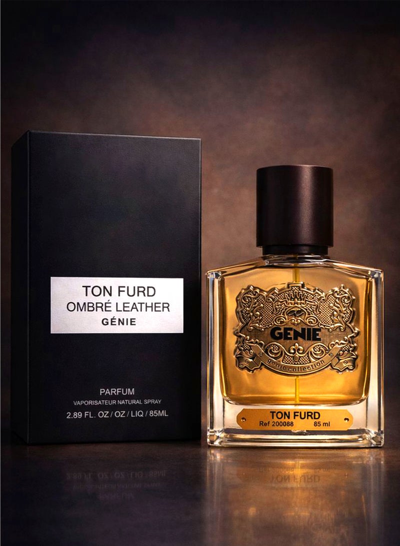 Genie Collection Luxury Perfume for Men Genie Collection Ton Furd Ombré Leather No. 0088 85ml | Leather Perfume for Men with Leather, Woody, Aquatic and White Floral Notes | Best Perfume for Men with a Free 5ml Travel Spray - Image 3