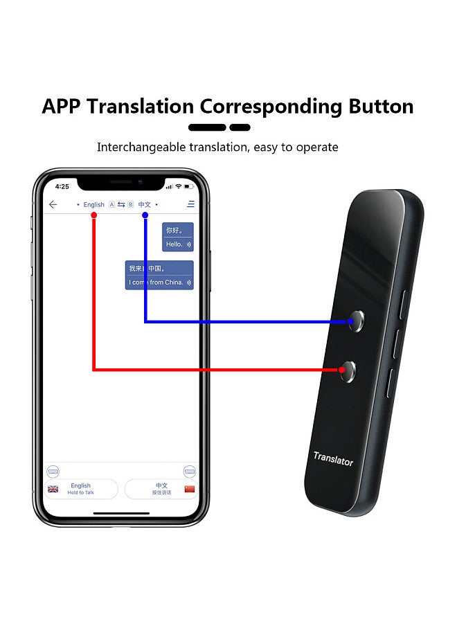 Generic - Intelligent Language Translator Tempered Glass Shell BT 4.2 70+ Languages Ultra Long Standby Chat & Dating & Text Translation - Image 1