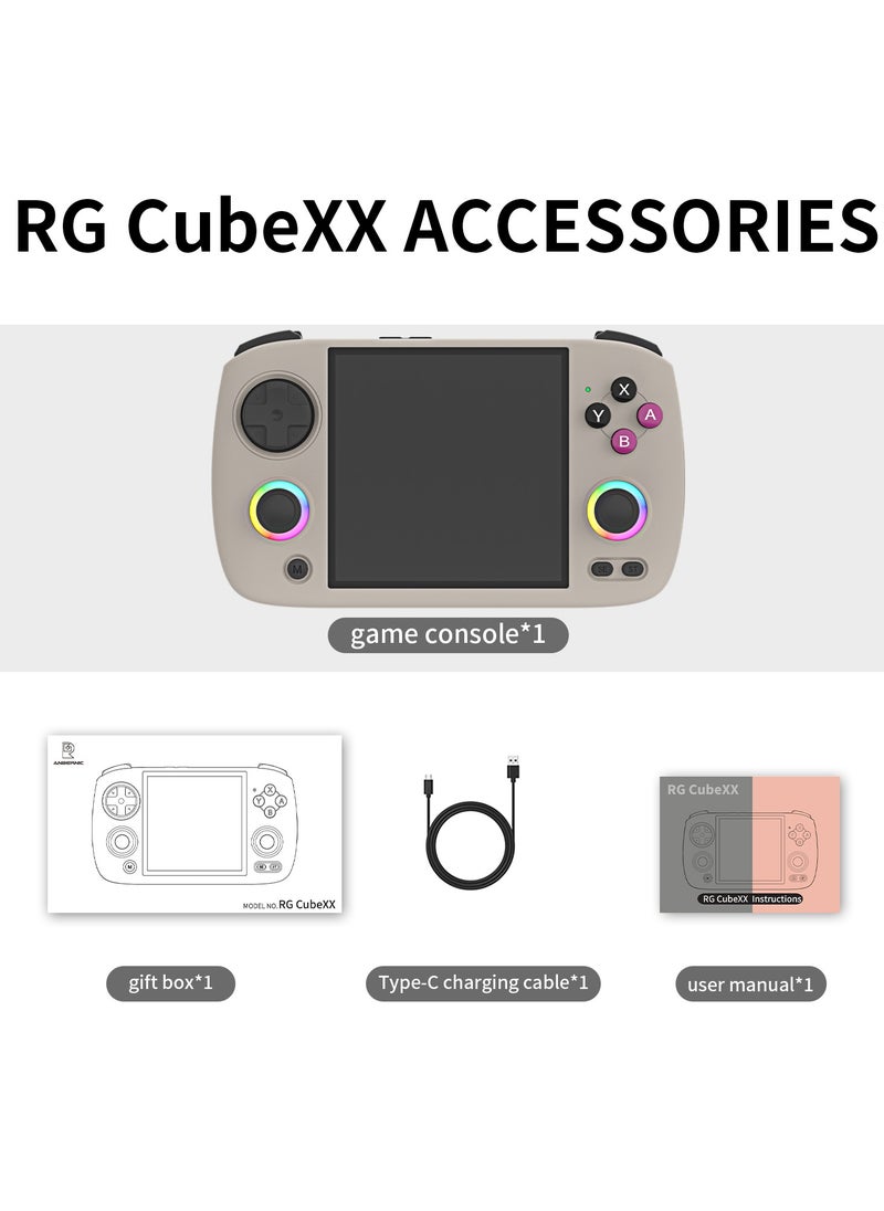RG CubeXX Handheld Game Console H700 quad-core ARM 3.95-inch IPS screen 3800Mah WIFI Bluetooth Retro Video Players(Grey 32+128G)