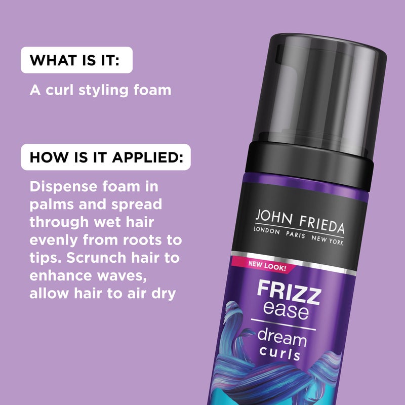 John Frieda Anti Frizz, Frizz Ease Dream Curls Air Dry Waves Styling Foam, Curl Defining Frizz Control, Hair Product for Curly and Wavy Hair, 5 Oz - Image 5