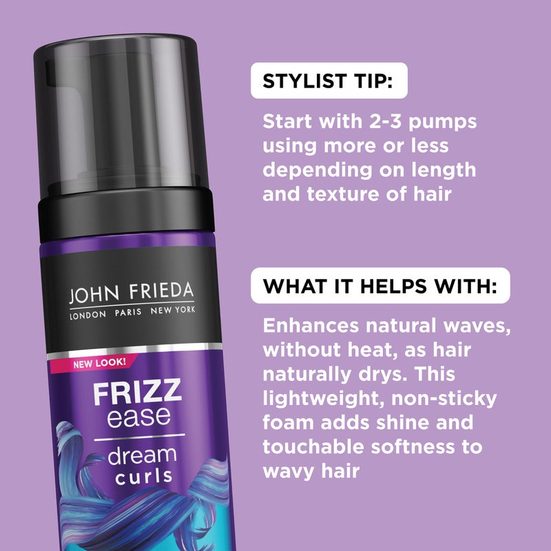 John Frieda Anti Frizz, Frizz Ease Dream Curls Air Dry Waves Styling Foam, Curl Defining Frizz Control, Hair Product for Curly and Wavy Hair, 5 Oz - Image 3
