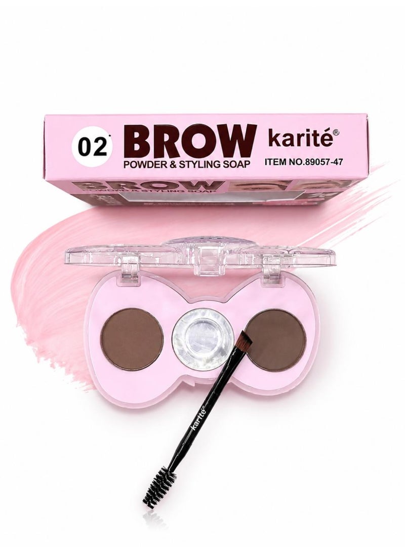 KARITE BROW POWDER & STYLING SOAP WATERPROOF 3D SHAPING 2 in 1 with brush shade 02 3g+2g - Image 1
