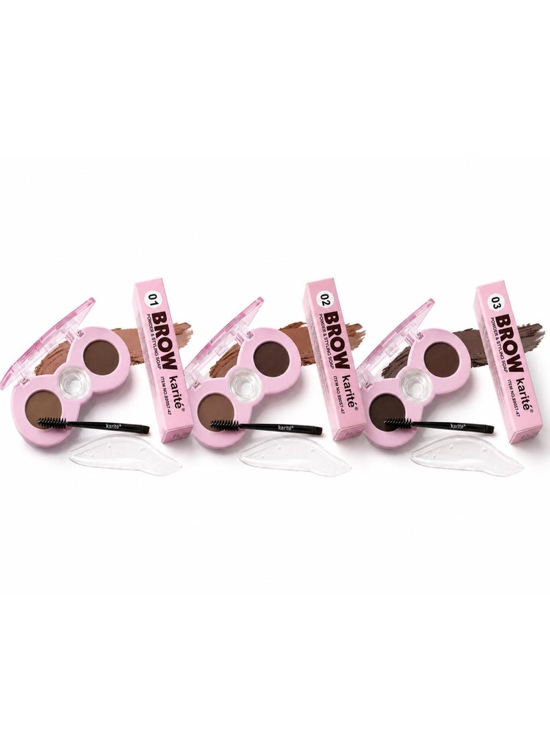 KARITE BROW POWDER & STYLING SOAP WATERPROOF 3D SHAPING 2 in 1 with brush shade 02 3g+2g - Image 3