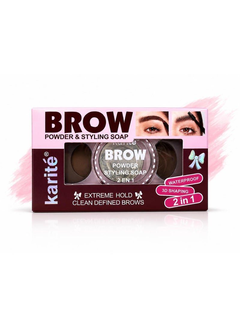 KARITE BROW POWDER & STYLING SOAP WATERPROOF 3D SHAPING 2 in 1 with brush shade 02 3g+2g - Image 2