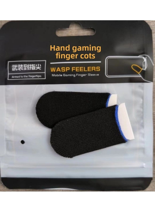 War Bear Silver Cloth Game Finger Cover Touch Screen Non-slip Sweat-proof Ultra-thin Breathable King Chicken Eating Artifact E-sports Hand Swim Finger Cover-Product Color:Carbon Fiber Blue Edge [pair]]  - Image 1