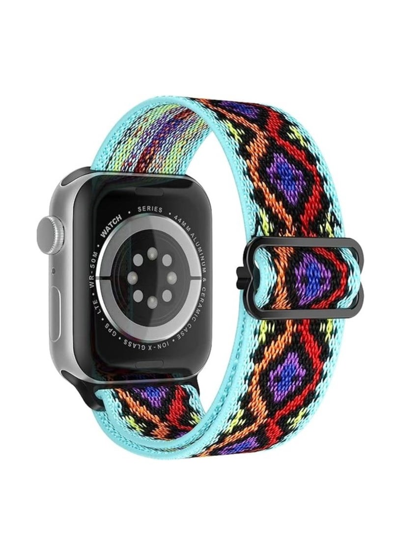 Generic Nylon Solo Loop Stretchy Straps For Apple Watch Band 42/44/45/49mm Elastic Wristbands for iwatch Ultra/Ultra 2 Series 9 8 7 6 5 4 3 2 1 Se Multi Color 