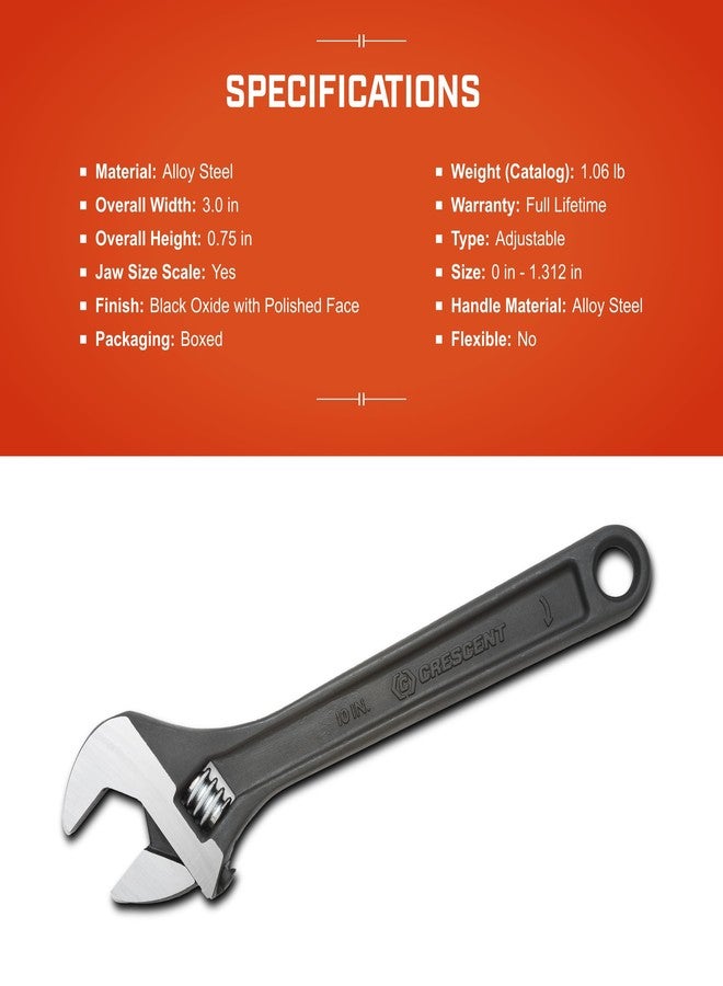 كريسنت مفتاح ربط كريسنت أسود قابل للتعديل، مقاس ١٠ بوصات، معبأ في علبة - AT210BK - Image 5