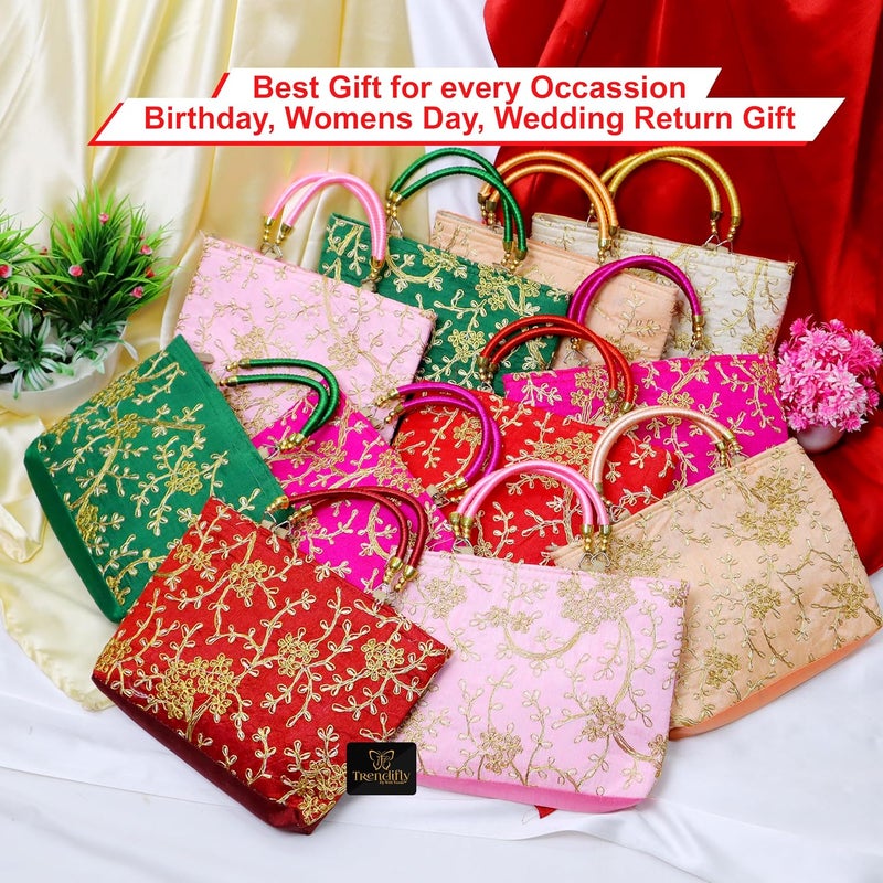 Trendifly Traditional Embroidery Potli Purse Bag Wedding Return Gift Batwa for Women Girls Guest Shagun Baby Shower wholesale pooja handicraft gifting handbag - Image 4
