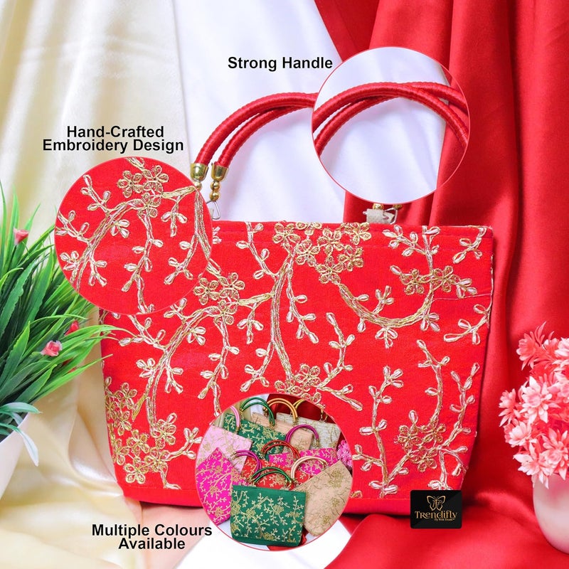 Trendifly Traditional Embroidery Potli Purse Bag Wedding Return Gift Batwa for Women Girls Guest Shagun Baby Shower wholesale pooja handicraft gifting handbag - Image 2