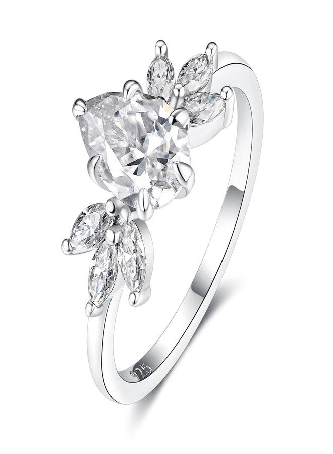 IMOLOVE Moissanite Engagement Ring for Women, Pear Shaped with Marquise Floral Side Stones, 925 Sterling Silver Wedding Band, Sparkling Bridal Promise Ring Size 6.5 - Shine Bright, Spend Light - Image 1