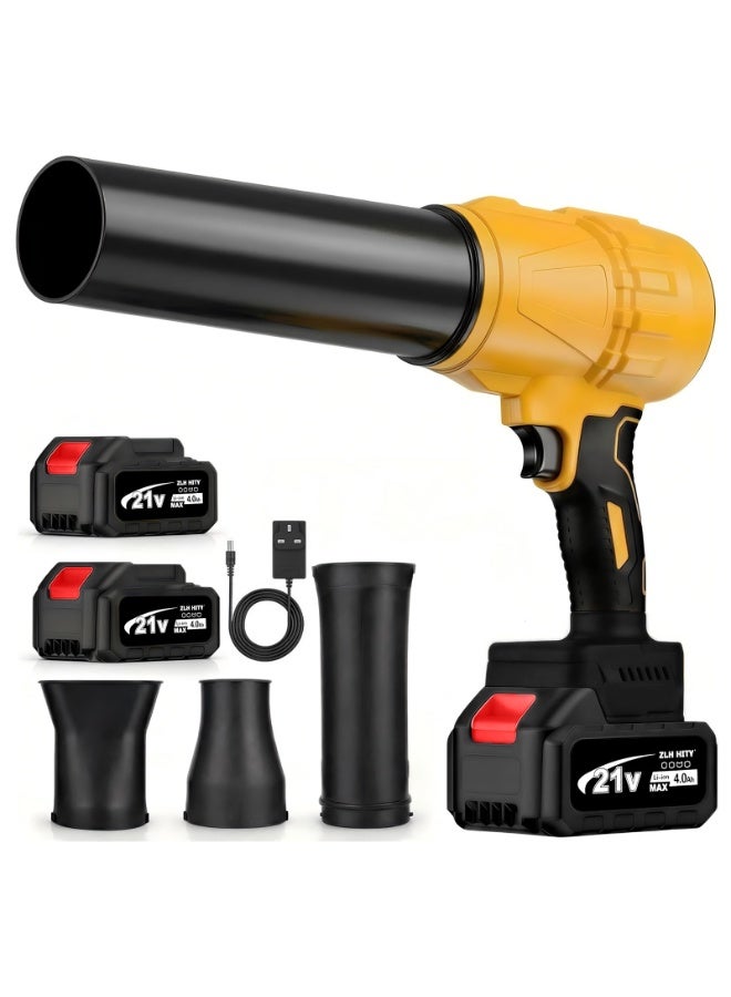 ZLH HITY Leaf Blower Cordless, 21V Electric Handheld Leaf Blower with 2 x 4.0Ah Batteries, 3 Extended Nozzle, Adjustable Speed, Lightweight Blower Portable Dust - Image 1