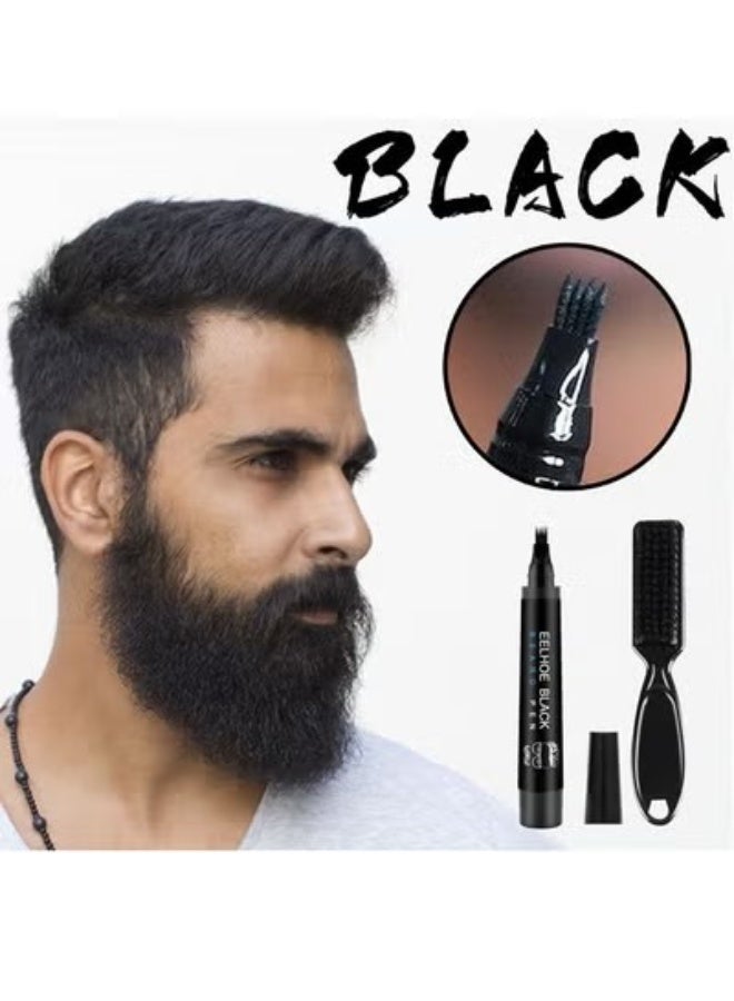 EELHOE Mens Waterproof Beard Filling Pen Kit With Brush, Long Lasting Coverage And Natural Looking Black - Image 3