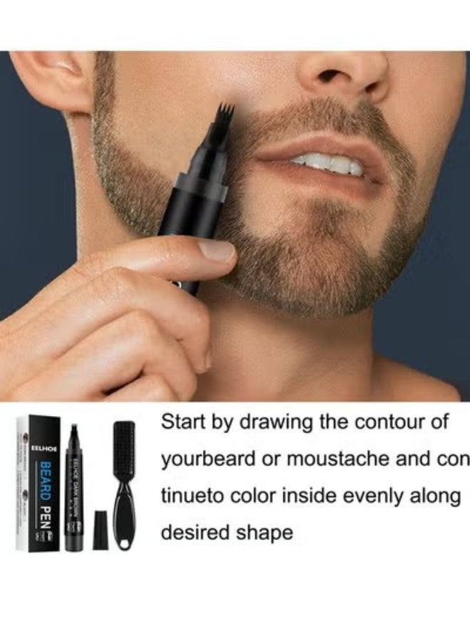 EELHOE Mens Waterproof Beard Filling Pen Kit With Brush, Long Lasting Coverage And Natural Looking Black - Image 5