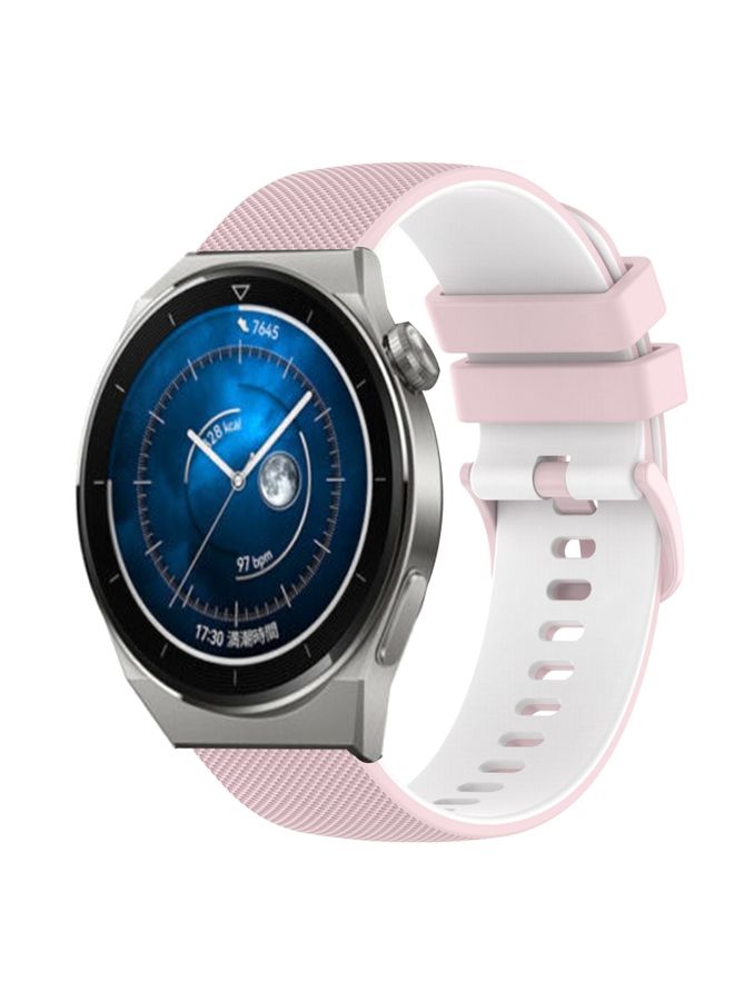 Replacement Strap For Huawei Watch GT3 Pro 43mm 20mm Checkered Two-Color Silicone Watch Band Pink+White