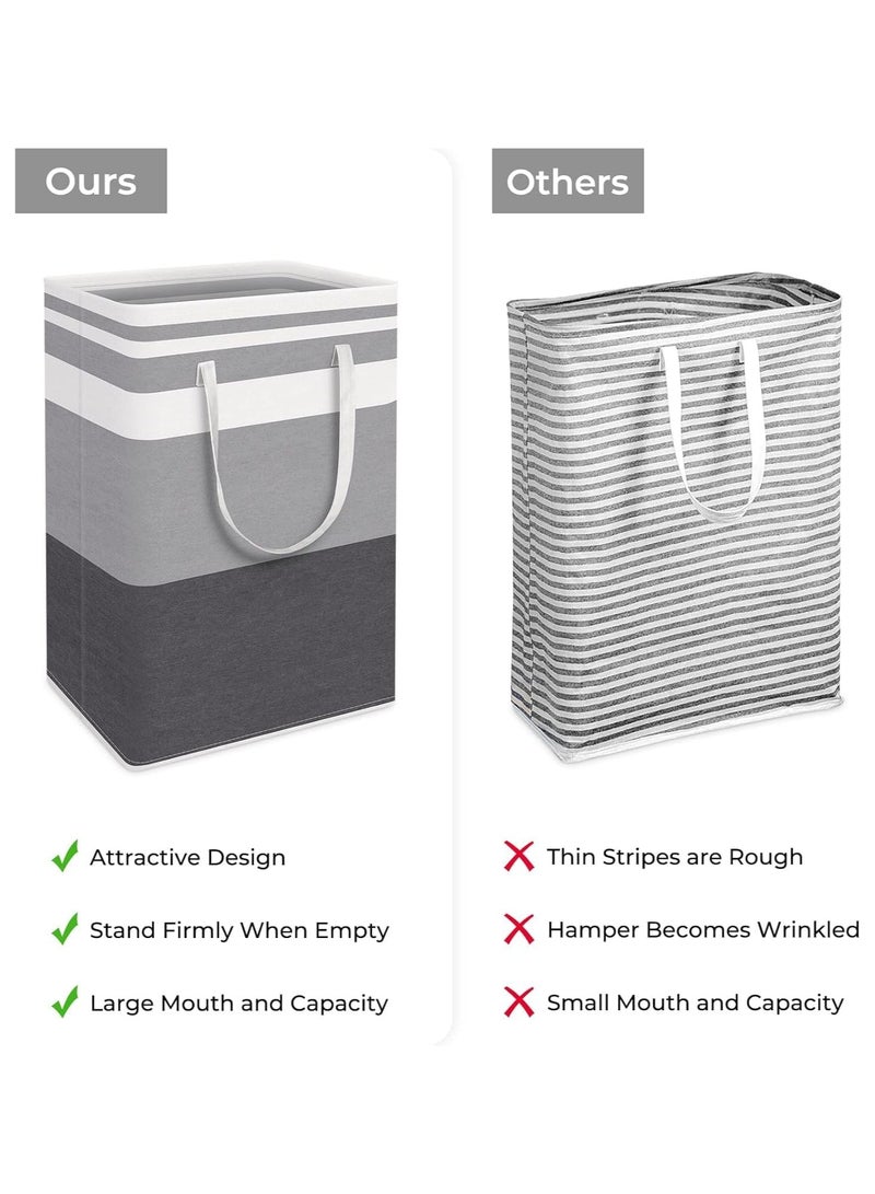 Anna Dirty Clothes Yoga Mat Toy Storage Black Gray Striped Fabric Basket Two-Piece Set - Image 2