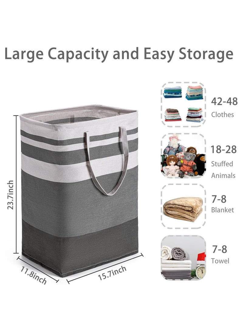 Anna Dirty Clothes Yoga Mat Toy Storage Black Gray Striped Fabric Basket Two-Piece Set - Image 3