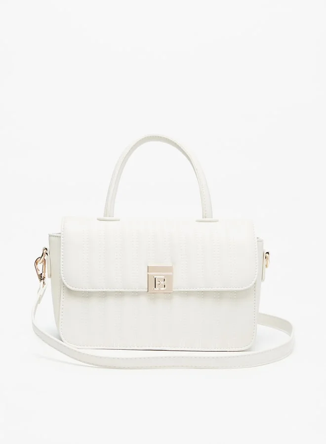 Flora Bella Women Quilted Satchel Bag with Detachable Strap and Flap Closure