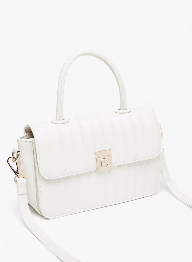 Flora Bella Women Quilted Satchel Bag with Detachable Strap and Flap Closure