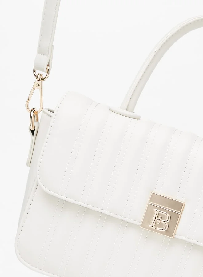 Flora Bella Women Quilted Satchel Bag with Detachable Strap and Flap Closure