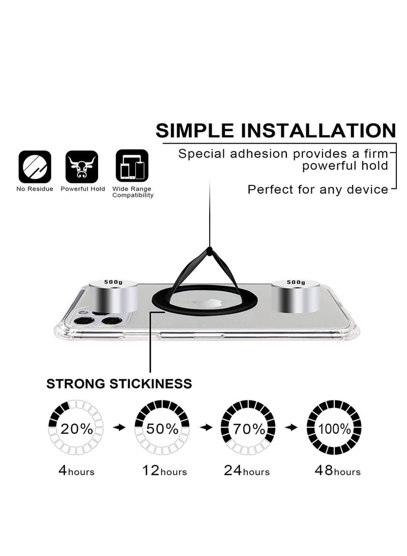 4 Packs Elastic Phone Grip of Silicone Material Cell Phone Holder for Hand Phone Strap Compatible with Magnetic Wireless Charger Grey 2 Black 2 - Image 2