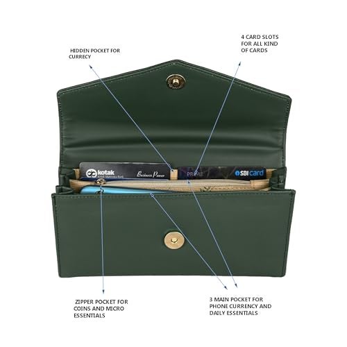 ALSU Women's Hand Wallet Purse Clutch | Phone Pocket | Coin Pocket | 4 Card Slots (Green) - Image 5