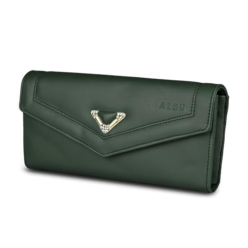 ALSU Women's Hand Wallet Purse Clutch | Phone Pocket | Coin Pocket | 4 Card Slots (Green) - Image 1