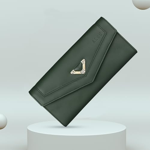 ALSU Women's Hand Wallet Purse Clutch | Phone Pocket | Coin Pocket | 4 Card Slots (Green) - Image 4
