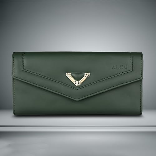 ALSU Women's Hand Wallet Purse Clutch | Phone Pocket | Coin Pocket | 4 Card Slots (Green) - Image 2