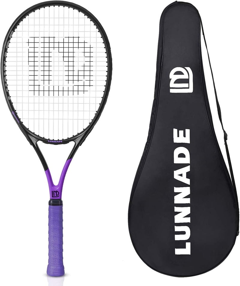 LUNNADE Adults Tennis Racket 27 Inch, Shockproof Carbon Fiber Tennis Racquet Light-Weight, Pre-Strung and Regrip, Suitable for Beginners to Intermediate Players - Image 1