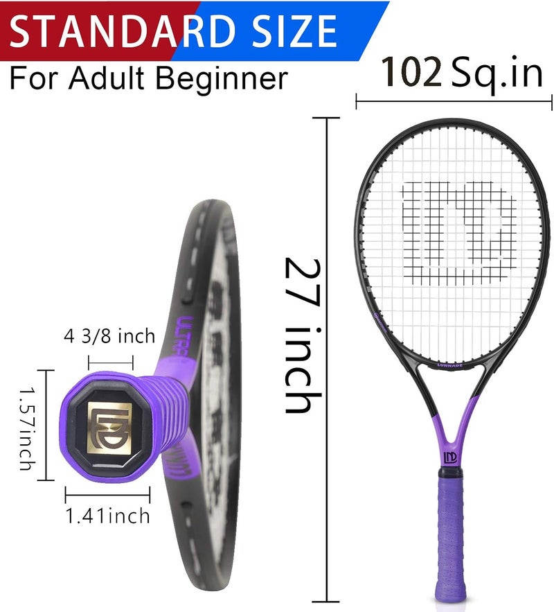 LUNNADE Adults Tennis Racket 27 Inch, Shockproof Carbon Fiber Tennis Racquet Light-Weight, Pre-Strung and Regrip, Suitable for Beginners to Intermediate Players - Image 5