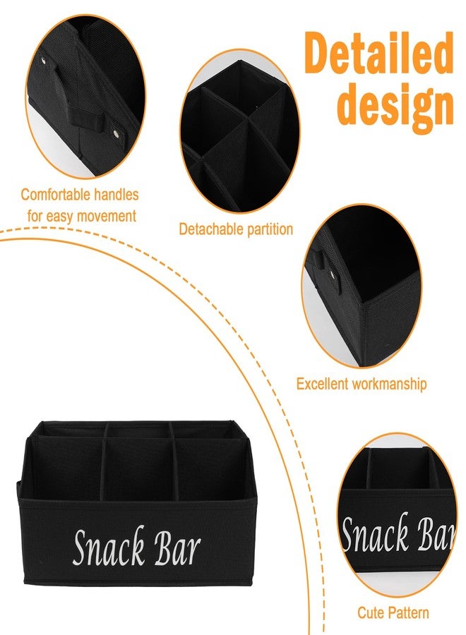 Xbopetda Snack Organizer for Countertop, Fabric Snack Organizer with Handles, 6 Compartment Snack Box Container Snack Basket, Snack Bar Station Organizer, Kitchen Pantry Organizer and Storage - Black - Image 2