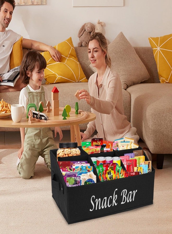 Xbopetda Snack Organizer for Countertop, Fabric Snack Organizer with Handles, 6 Compartment Snack Box Container Snack Basket, Snack Bar Station Organizer, Kitchen Pantry Organizer and Storage - Black - Image 4