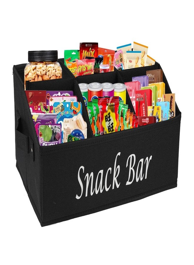 Xbopetda Snack Organizer for Countertop, Fabric Snack Organizer with Handles, 6 Compartment Snack Box Container Snack Basket, Snack Bar Station Organizer, Kitchen Pantry Organizer and Storage - Black - Image 1