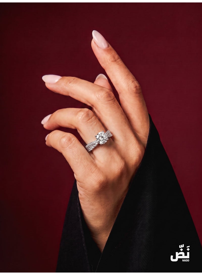 NADD Fakhira Ring | Luxury Women's 925 Sterling Ring with Rare Diamond-Cut White Zircon & Crystal Stones – NADD - Image 3