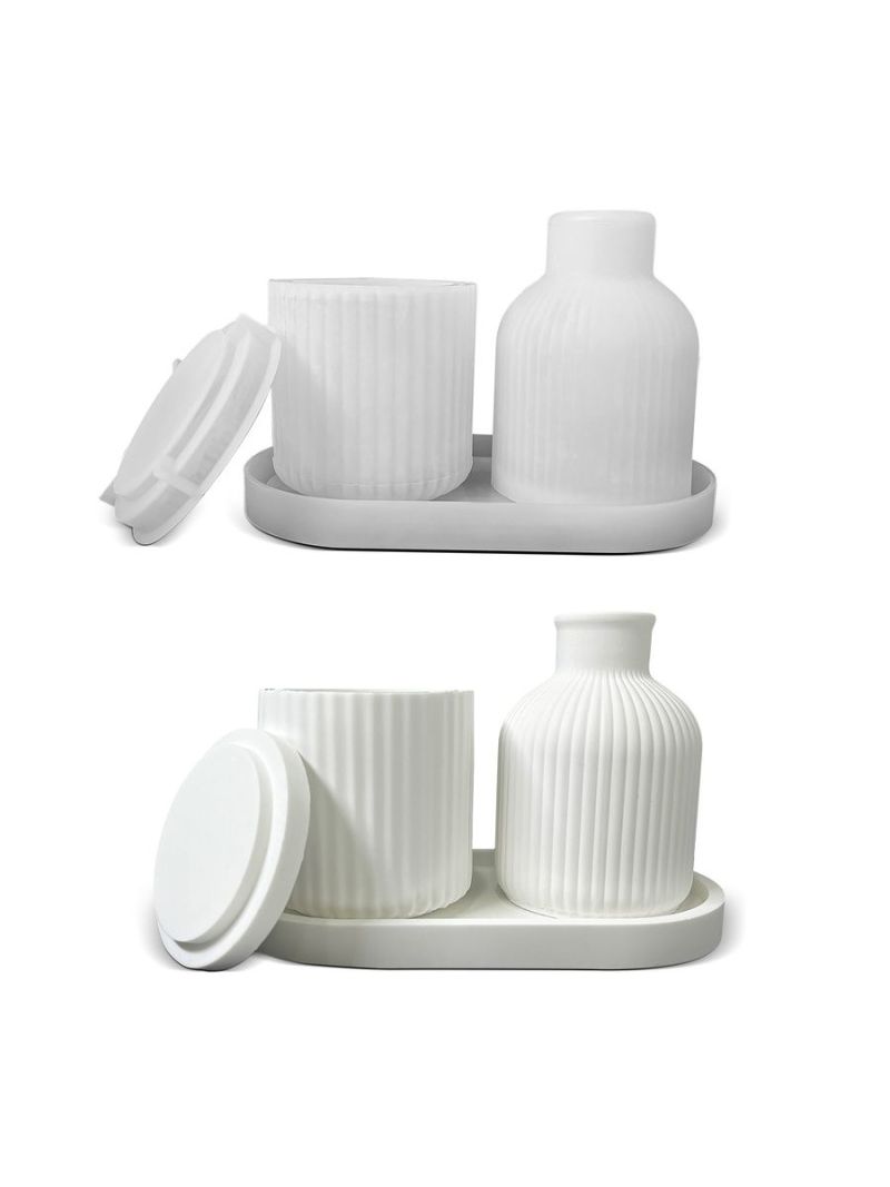 Silicone Resin Molds White Food-Grade Reusable Ribbed Design Diy Craft Molds - Versatile Diy Crafting Set Resin Molds for Home Decor Gift Making - Image 1