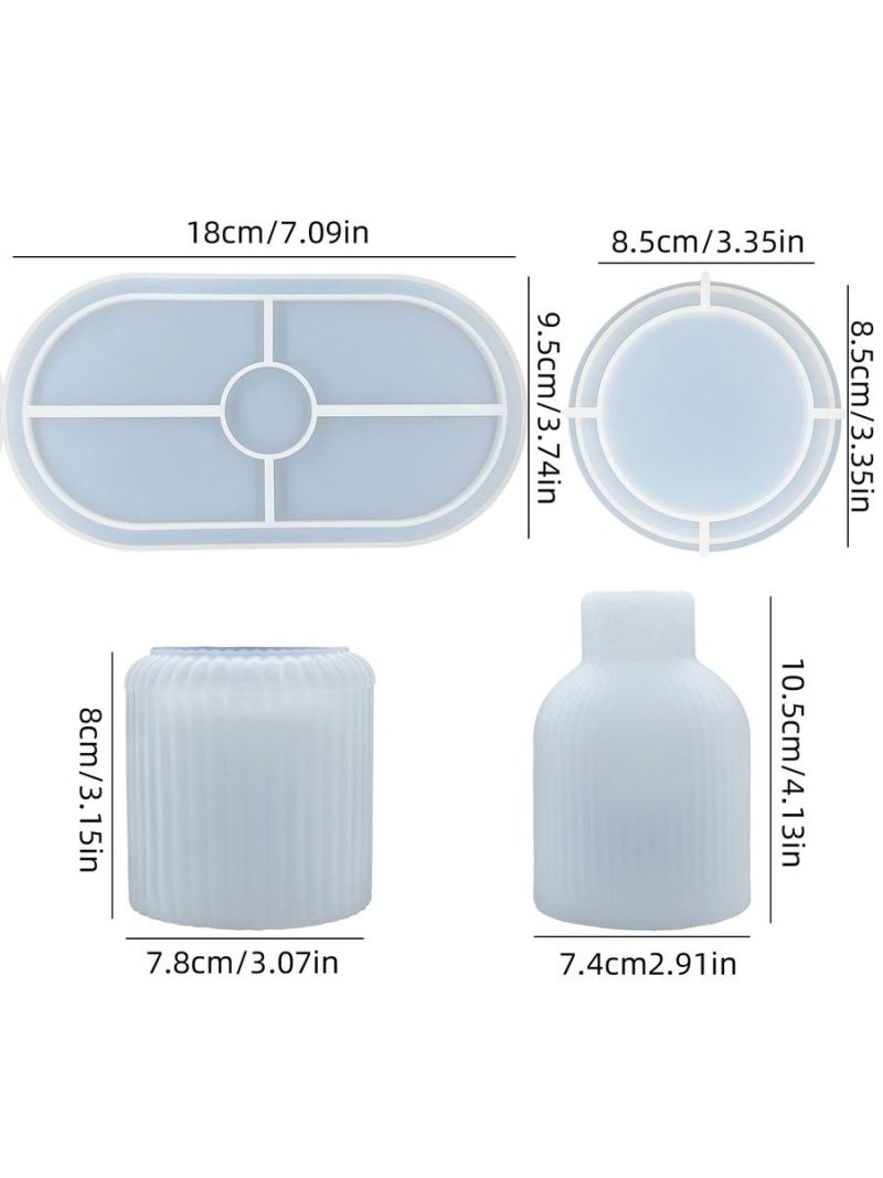 Silicone Resin Molds White Food-Grade Reusable Ribbed Design Diy Craft Molds - Versatile Diy Crafting Set Resin Molds for Home Decor Gift Making - Image 5