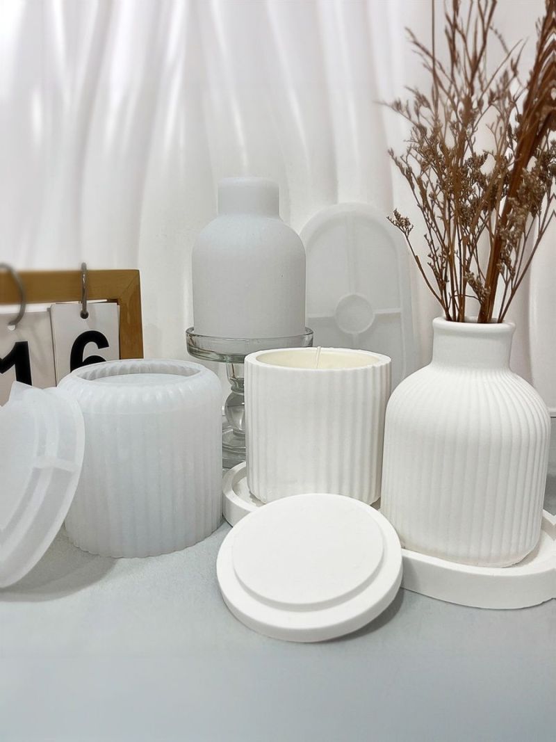Silicone Resin Molds White Food-Grade Reusable Ribbed Design Diy Craft Molds - Versatile Diy Crafting Set Resin Molds for Home Decor Gift Making - Image 4