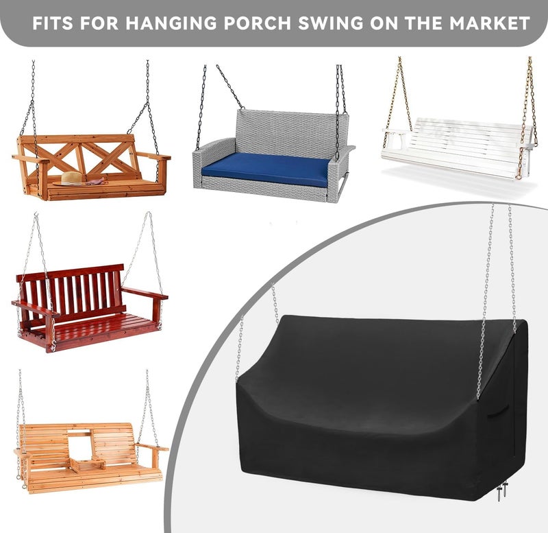 HEPOVER Hanging Porch Swing Cover 56Inch Waterproof Hanging Outdoor Swing Cover Garden Hammock Swing Chair Cover - Image 5