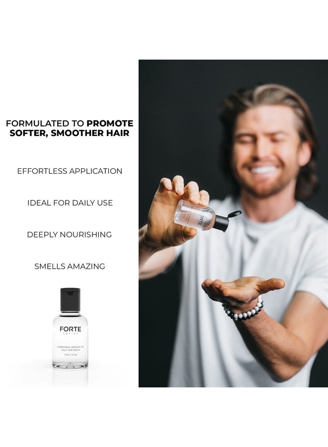 Alex Costa Hydrating Argan Oil Daily Hair Serum by Forte Series | Sulfate Free Argan Hair Oil for Men | Hair Serum for Dry Damaged Hair | Argan Hair Oil for Styling Hair, Shields Hair from Heat, (75 ml / 2.5 oz)  - Image 4
